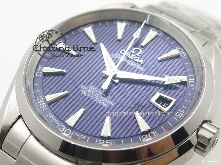 0203 Affordable Aqua Terra 150M SS 1:1 Best Edition Deep Blue Textured Dial On SS Bracelet A 8253